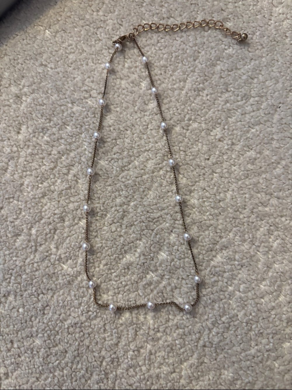 Delicate Gold Pearl Station Necklace - Women's Jewelry